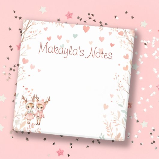 Sweet Pastels Rendier Lovebirds Persoonlijke naam Post-it® Notes
