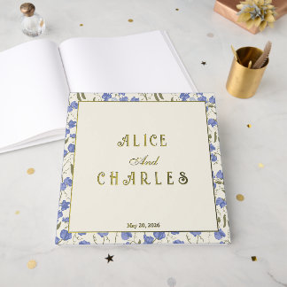 Sweet Pea Bloemen Blauw en Crème Gastenboek