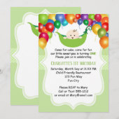 Sweet Pea eerste verjaardag uitnodiging (Voorkant / Achterkant)