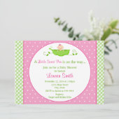 Sweet Pea Girl Baby shower Invitation 5x7 Card Kaart (Staand voorkant)