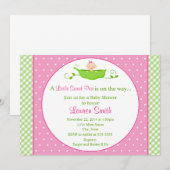 Sweet Pea Girl Baby shower Invitation 5x7 Card Kaart (Voorkant / Achterkant)