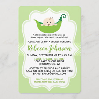 Sweet Pea Green Baby shower Uitnodiging aanpassen