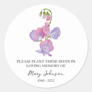 Sweet Pea Memorial Funeral Seed Packet Ronde Sticker