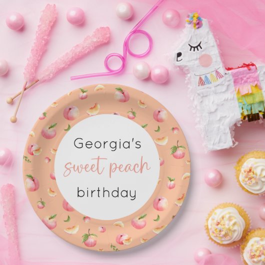 Sweet Peach 1e verjaardag Papieren Bordje (Feest)