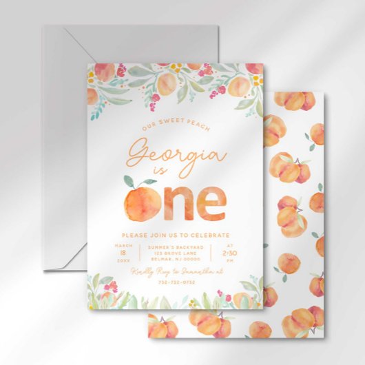 Sweet Peach 1er anniversaire Invitation
