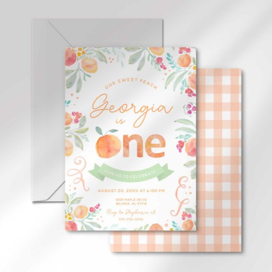Sweet Peach 1er anniversaire Invitation