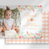 Sweet Peach 1st Verjaardag Dank u kaart