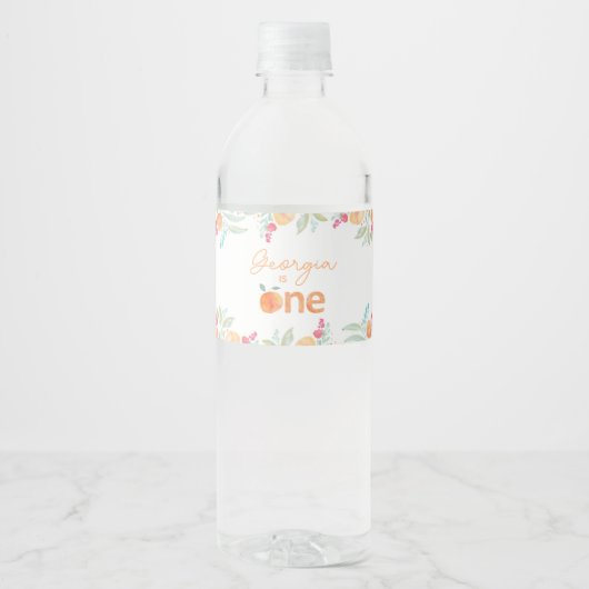 Sweet Peach 1st Verjaardag Waterfles Labels Waterfles Etiket (Voorkant)