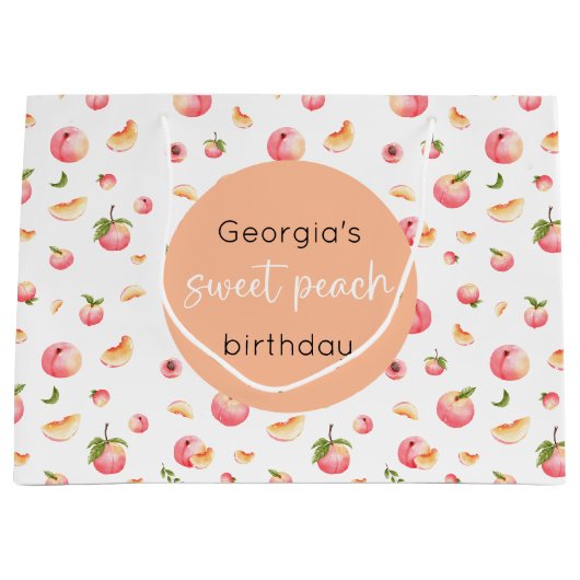 Sweet Peach Anniversaire Grand sac cadeau (Devant)