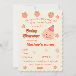 Sweet Peach Baby Shower Invite for Baby Girl Kaart