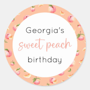 Sweet Peach Birthday Ronde Sticker