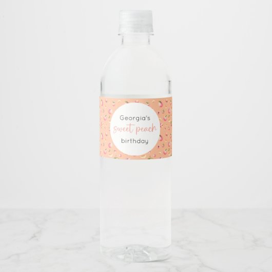 Sweet Peach Birthday Waterfles Etiket (Voorkant)