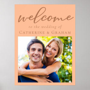 Sweet Peach Couple Foto Welkom op onze bruiloft Poster