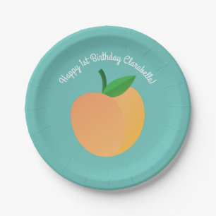 Sweet Peach Cute Fruit 1st Birthday Party Thema Papieren Bordje