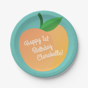 Sweet Peach Cute Fruit 1st Birthday Party Thema Papieren Bordje