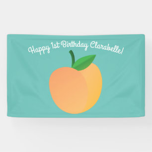 Sweet Peach Cute Fruit 1st Birthday Party Thema Spandoek