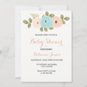Sweet Peach Floral Baby shower Invitation Kaart (Voorkant)