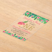 Sweet Peach Girls 1ste verjaardag Acryl Uitnodigingen (Laagn)