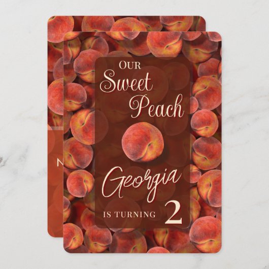 Sweet Peach Invitation d'anniversaire (Devant / Derrière)