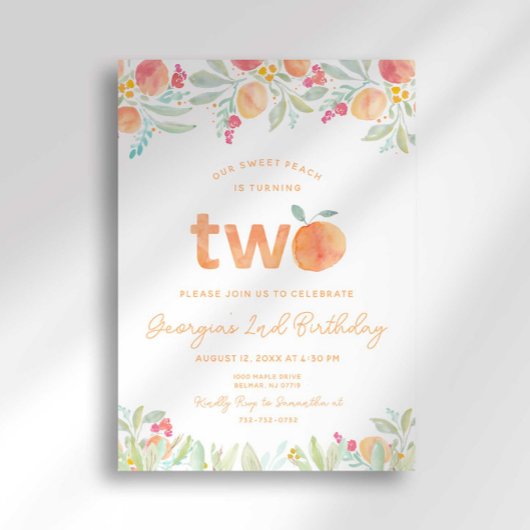 Sweet Peach Invitation du 2e anniversaire