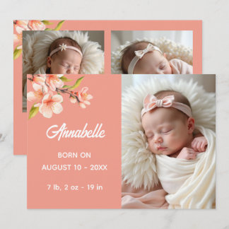 Sweet Peach Multi Photo Baby Aankondiging