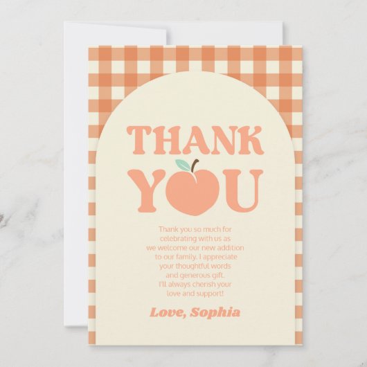 Sweet Peach Orange Birthday Party Bedankkaart (Voorkant)