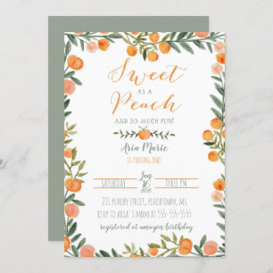 Sweet Peach Theme First Birthday Invitation Kaart