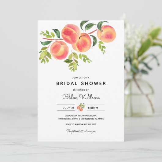 Sweet Peaches Invitation de douche nuptiale (Debout devant)