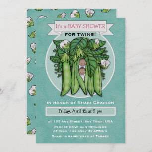 Sweet Peas Ethnic Twins Baby shower Invitation