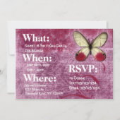 Sweet personnalisé 16 Invitations de fête d'annive (Dos)