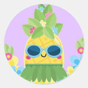 Sweet Pineapple Girls mevrouw Onederful First Birt Ronde Sticker