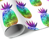 Sweet Pineapple Whimsical Rainbow Pattern Gift Cadeaupapier (Rol Hoek)