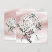 Sweet Pink and Grey Baby Girl Shower Kaart (Voorkant / Achterkant)