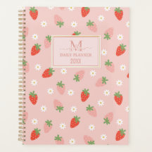 Sweet Pink and Red Strawberries Monogram Dagelijks
