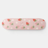 Sweet Pink and Red Strawberries Monogram Skateboard (Horizontaal)