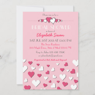 Sweet Pink and White Love Bridal Shower Invitation Kaart