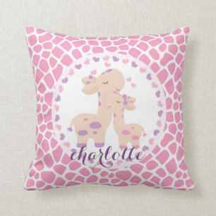Sweet Pink Baby Girl Giraffe op maat Kussen