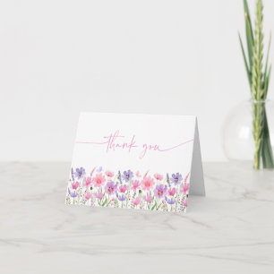 Sweet Pink Baby in Bloom Wildflower Baby shower Bedankkaart