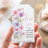 Sweet Pink Baby in Bloom Wildflower Baby shower Cadeaulabel