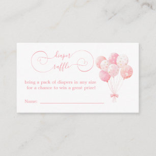 Sweet Pink Balloons Baby shower Luier Raffle Informatiekaartje
