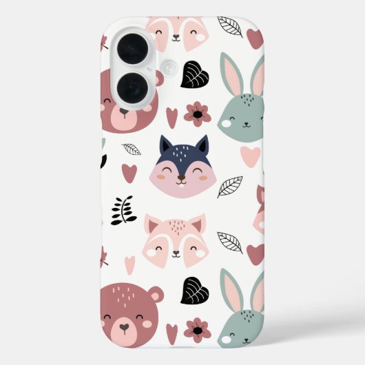 Sweet Pink Bear Fox And Bunny Forest Case-Mate iPhone Case (Achterkant)