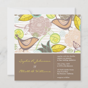 Sweet Pink Birds Floral Garden Weddenschap Kaart