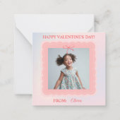 Sweet Pink Bow Valentine's Classroom Photo Card Notitiekaartje (Achterkant)