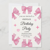 Sweet Pink Bows Invitation d'anniversaire pour fil (Devant)