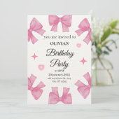Sweet Pink Bows Invitation d'anniversaire pour fil (Debout devant)