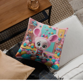 "Sweet Pink Bunny Coussin - Adorable Coussin de pé