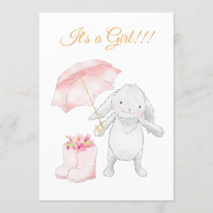 *~* Sweet Pink Bunny Umbrella Shower Uitnodiging