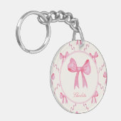 Sweet Pink Coquette Bow Acryl Sleutelhanger (Voorkant Links)