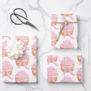 Sweet Pink Cupcake Gift Wrap Schattige & feestelij Inpakpapier Vel