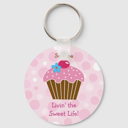 Sweet Pink Cupcake Sleutelhanger (Voorkant)